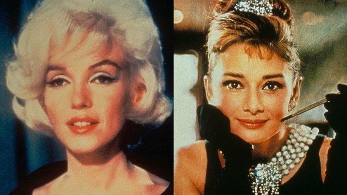 Мэрилин Монро, 1962 год / Одри Хепберн в фильме «Завтрак у Тиффани», 1962 год