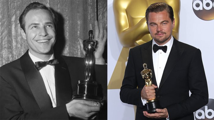 Марлон Брандо, 1954 год / Леонардо Ди Каприо, 2016 год | Источник: 7 Дней